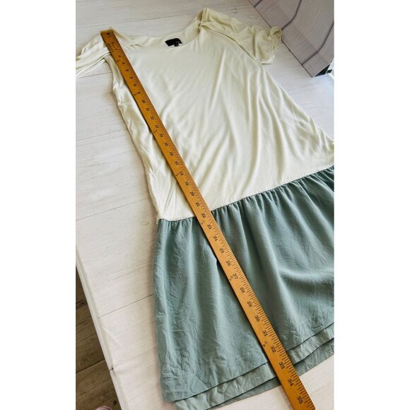 Fendi Women's Size 44 Two-Tone Drop Waist Short Sleeve Dress Ivory & Sage Green - Picture 9 of 11